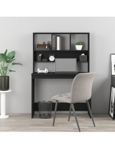 Scrivania con Mensole Nera 102x45x148 cm in Legno Multistrato