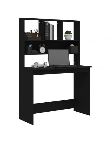 Scrivania con Mensole Nera 102x45x148 cm in Legno Multistrato
