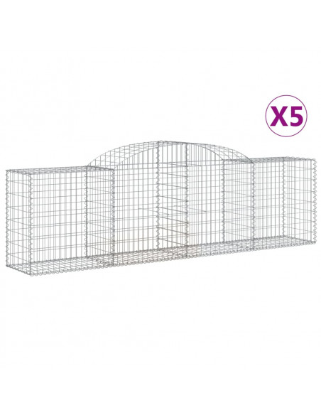 Cesti Gabbioni ad Arco 5 pz 300x50x80/100 cm Ferro Zincato