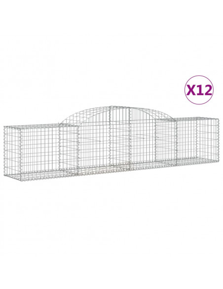 Cesti Gabbioni ad Arco 12 pz 300x50x60/80 cm Ferro Zincato