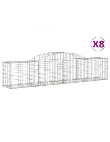 Cesti Gabbioni ad Arco 8 pz 300x50x60/80 cm Ferro Zincato