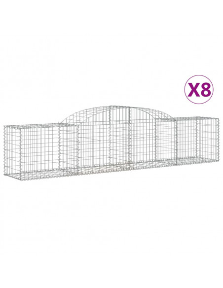 Cesti Gabbioni ad Arco 8 pz 300x50x60/80 cm Ferro Zincato