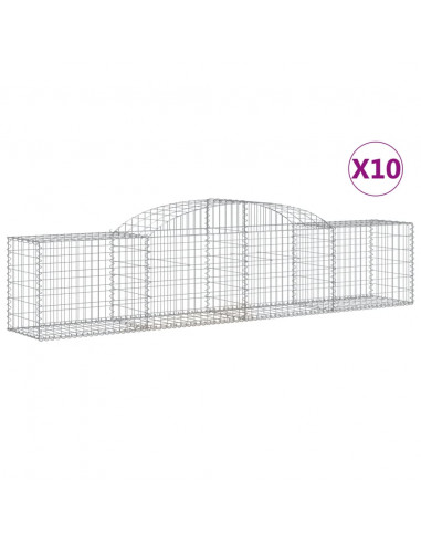 Cesti Gabbioni ad Arco 10 pz 300x30x60/80 cm Ferro Zincato