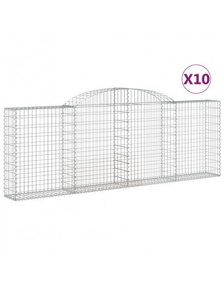 Cesti Gabbioni ad Arco 10 pz 300x30x100/120 cm Ferro Zincato