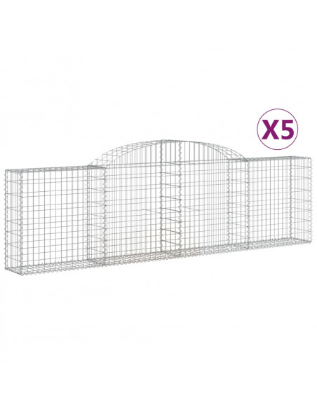 Cesti Gabbioni ad Arco 5 pz 300x30x80/100 cm Ferro Zincato