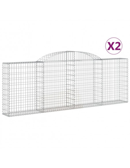 Cesti Gabbioni ad Arco 2 pz 300x30x100/120 cm Ferro Zincato