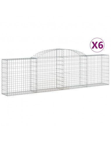 Cesti Gabbioni ad Arco 6 pz 300x30x80/100 cm Ferro Zincato