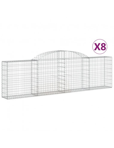 Cesti Gabbioni ad Arco 8 pz 300x30x80/100 cm Ferro Zincato