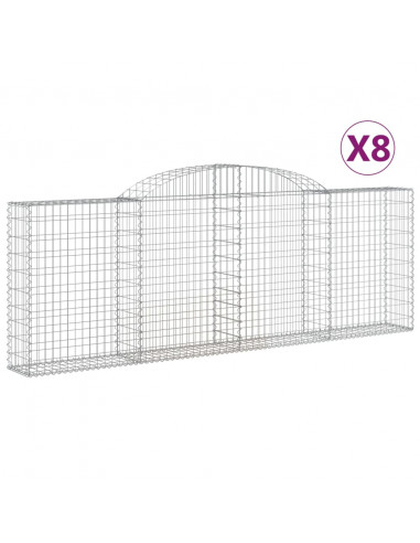 Cesti Gabbioni ad Arco 8 pz 300x30x100/120 cm Ferro Zincato