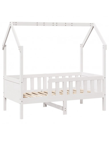 Giroletto Casetta Bambini Bianco 70x140 cm Legno Massello Pino