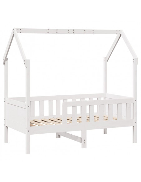 Giroletto Casetta Bambini Bianco 70x140 cm Legno Massello Pino