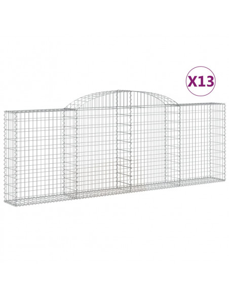 Cesti Gabbioni ad Arco 13 pz 300x30x100/120 cm Ferro Zincato