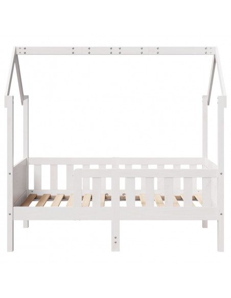 Giroletto Casetta Bambini Bianco 70x140 cm Legno Massello Pino