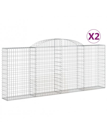 Cesti Gabbioni ad Arco 2 pz 300x30x120/140 cm Ferro Zincato
