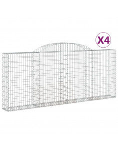 Cesti Gabbioni ad Arco 4 pz 300x30x120/140 cm Ferro Zincato 2