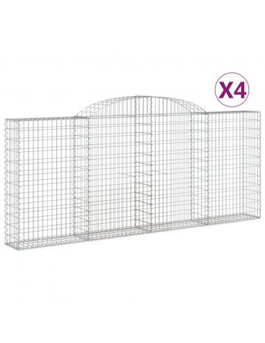 Cesti Gabbioni ad Arco 4 pz 300x30x120/140 cm Ferro Zincato
