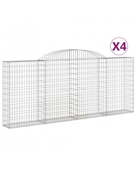 Cesti Gabbioni ad Arco 4 pz 300x30x120/140 cm Ferro Zincato