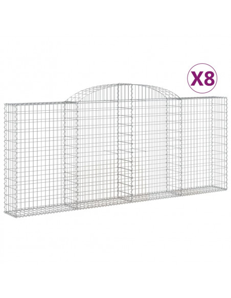 Cesti Gabbioni ad Arco 8 pz 300x30x120/140 cm Ferro Zincato