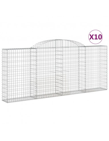 Cesti Gabbioni ad Arco 10 pz 300x30x120/140 cm Ferro Zincato