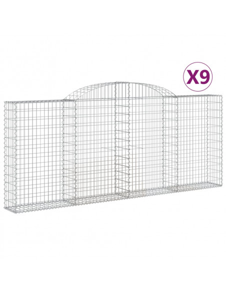 Cesti Gabbioni ad Arco 9 pz 300x30x120/140 cm Ferro Zincato