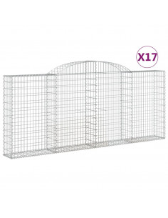 Cesti Gabbioni ad Arco 17 pz 300x30x120/140 cm Ferro Zincato 2