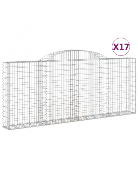 Cesti Gabbioni ad Arco 17 pz 300x30x120/140 cm Ferro Zincato