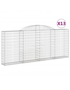 Cesti Gabbioni ad Arco 13 pz 300x30x120/140 cm Ferro Zincato 2