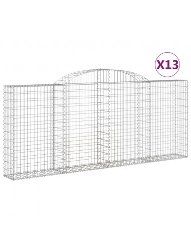 Cesti Gabbioni ad Arco 13 pz 300x30x120/140 cm Ferro Zincato