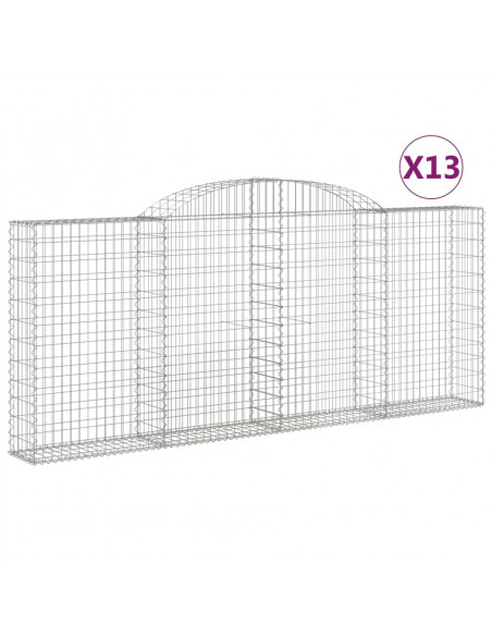 Cesti Gabbioni ad Arco 13 pz 300x30x120/140 cm Ferro Zincato