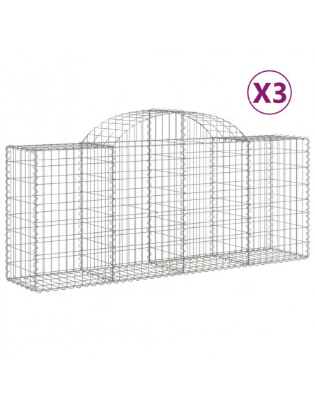Cesti Gabbioni ad Arco 3 pz 200x50x80/100 cm Ferro Zincato