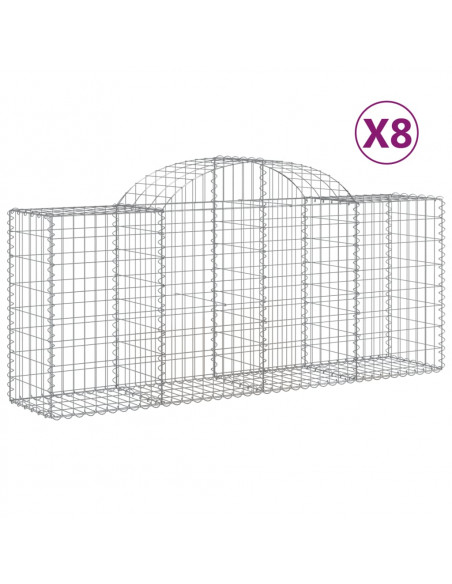 Cesti Gabbioni ad Arco 8 pz 200x50x80/100 cm Ferro Zincato