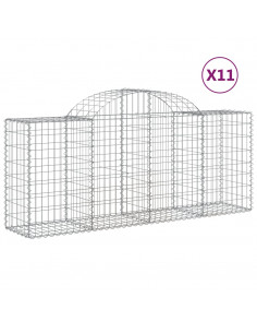 Cesti Gabbioni ad Arco 11 pz 200x50x80/100 cm Ferro Zincato 2