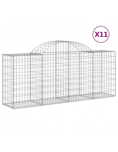 Cesti Gabbioni ad Arco 11 pz 200x50x80/100 cm Ferro Zincato