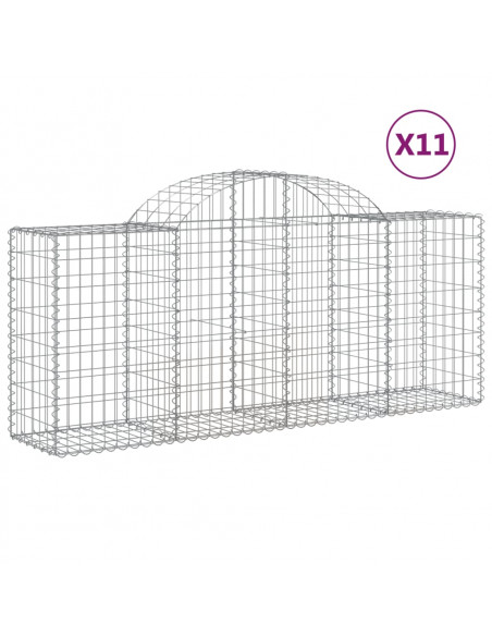 Cesti Gabbioni ad Arco 11 pz 200x50x80/100 cm Ferro Zincato