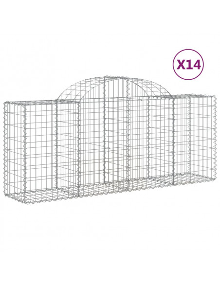 Cesti Gabbioni ad Arco 14 pz 200x50x80/100 cm Ferro Zincato