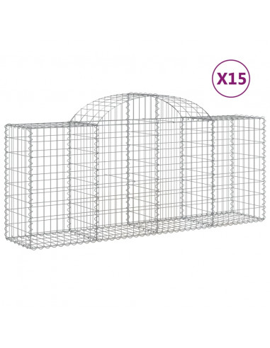 Cesti Gabbioni ad Arco 15 pz 200x50x80/100 cm Ferro Zincato