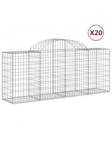 Cesti Gabbioni ad Arco 20 pz 200x50x80/100 cm Ferro Zincato