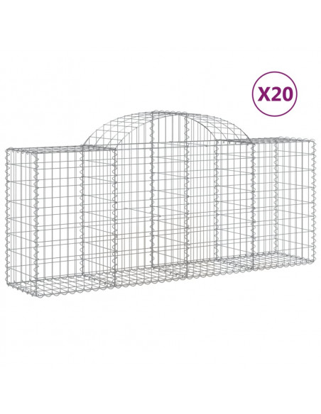 Cesti Gabbioni ad Arco 20 pz 200x50x80/100 cm Ferro Zincato