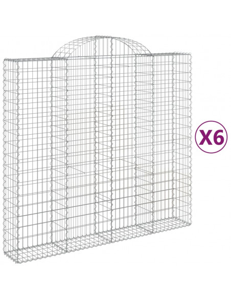 Cesti Gabbioni ad Arco 6 pz 200x50x180/200 cm Ferro Zincato