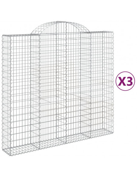 Cesti Gabbioni ad Arco 3 pz 200x50x180/200 cm Ferro Zincato