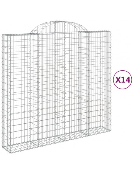 Cesti Gabbioni ad Arco 14 pz 200x50x180/200 cm Ferro Zincato