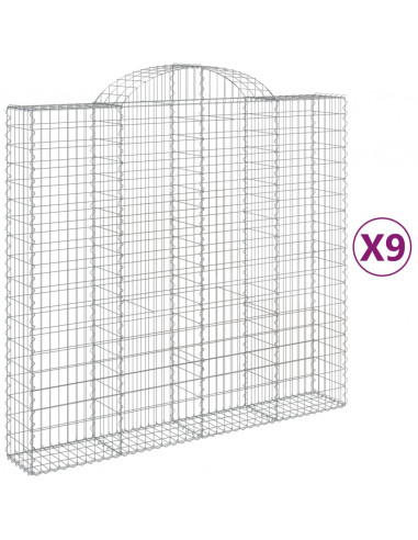Cesti Gabbioni ad Arco 9 pz 200x50x180/200 cm Ferro Zincato