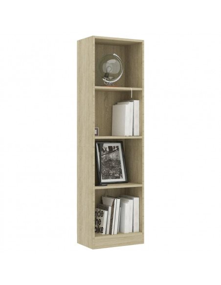 Libreria 4 Ripiani Rovere Sonoma 40x24x142 cm Legno Multistrato