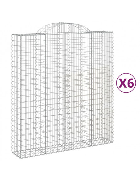 Cesti Gabbioni ad Arco 6 pz 200x50x220/240 cm Ferro Zincato