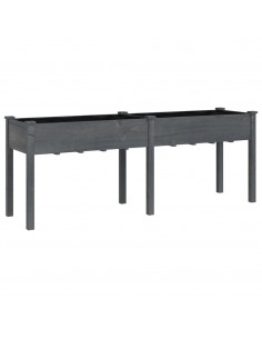 Fioriera con Fodera Grigia 203x53x76cm Legno Massello di Abete 2