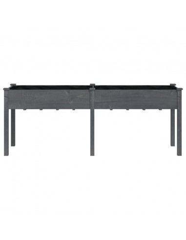 Fioriera con Fodera Grigia 203x53x76cm Legno Massello di Abete