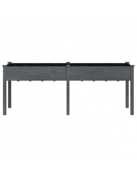 Fioriera con Fodera Grigia 203x53x76cm Legno Massello di Abete