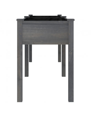 Fioriera con Fodera Grigia 203x53x76cm Legno Massello di Abete