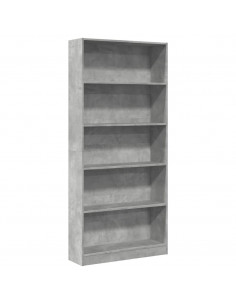 Libreria Grigio Cemento 80x24x176 cm in Legno Multistrato 2