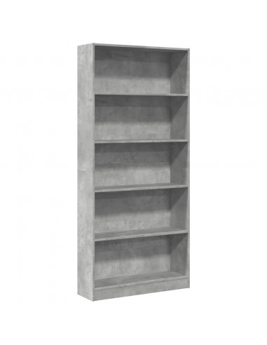 Libreria Grigio Cemento 80x24x176 cm in Legno Multistrato